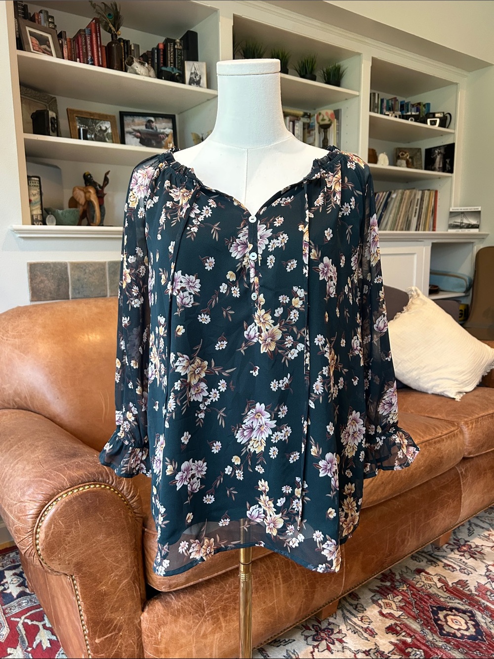 🌸3 FOR $20🌸  West Kei Dark Green Floral Off-Shoulder Tunic